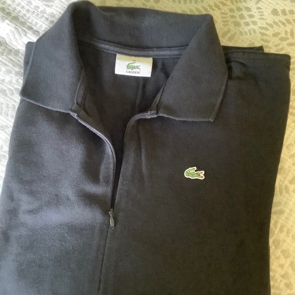 Black 3/4 zip Lacoste Long Sleeve Polo Sz 42 - Picture 8 of 8